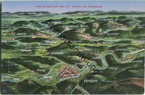Schlachtfeld 1914-15 - Verdun - Vogelschau - Verlag Emil Hartmann Strassburg