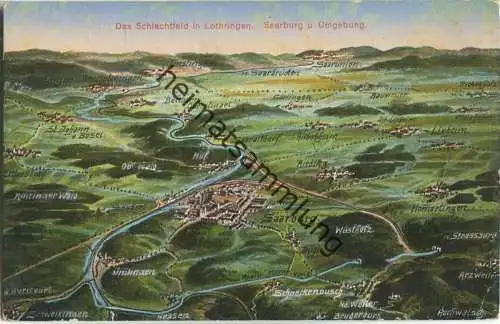 Schlachtfeld in Lothringen - Saarburg - Vogelschau - Verlag Emil Hartmann Strassburg