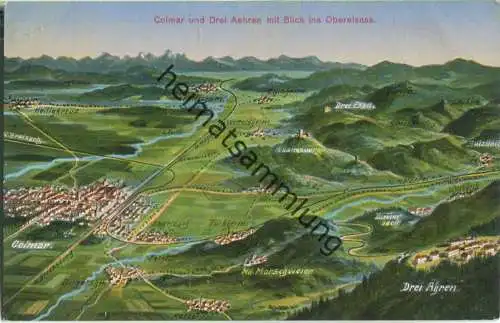 Colmar - Drei Aehren - Oberelsass - Vogelschau - Verlag Emil Hartmann Strassburg