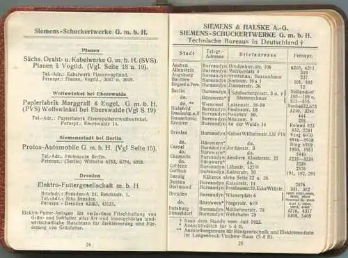 Taschenkalender 1924 - Siemens & Halske AG Siemens-Schuckertwerke GmbH - Notizbuch - Stift - Ledereinband - Goldschnitt