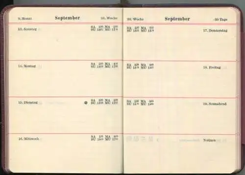 Taschenkalender 1936 - Siemens 28. Jahrgang - Notizbuch Stift - Ledereinband - ungebraucht