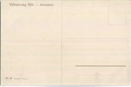 Völkerkrieg 1914 - Reiterattacke - Nr. 63
