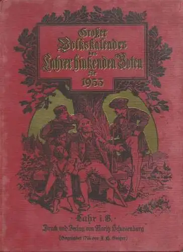 Deutschland - Großer Volkskalender des Lahrer hinkenden Boten für 1933 - 180 Seiten - Kalender - Trächtigkeits- und Brüt