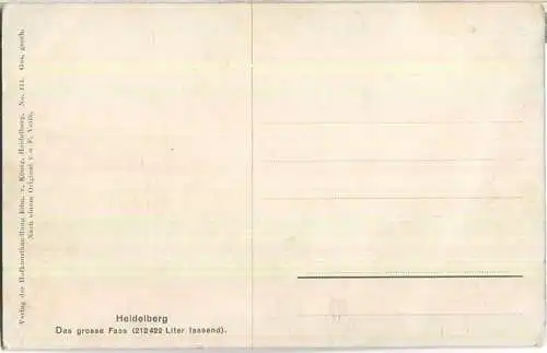 Heidelberg - Fass - signiert F. Veith - Verlag Edmund von König Heidelberg