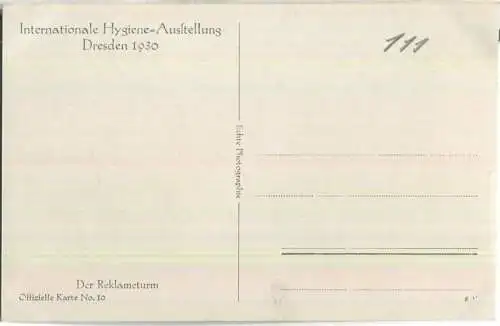 Dresden - Internationale Hygiene-Ausstellung 1930 - Reklameturm - Strassenbahn - Offizielle Karte Nr. 10