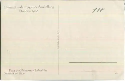 Dresden - Internationale Hygiene-Ausstellung 1930 - Platz der Nationen - Offizielle Karte Nr. 16