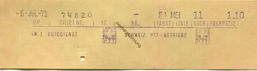 Schweiz - Schweizerische PTT-Betriebe - Fahrschein 1971 - Bern Autodienst