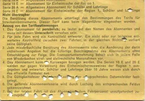 Schweiz - Autoverkehr Thun-Goldiwil-Heiligenschwendi AG - Namenabonnement 1964