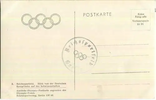 Berlin - Reichssportfeld - Schwimmstadion - Foto-Ansichtskarte - Amtliche Olympia-Postkarte Nr. 3