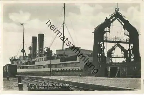 Ostseebad Sassnitz - Fähranlage - Fährschiff Deutschland - Foto-Ansichtskarte 30er Jahre - Verlag Hermann Marre Berlin