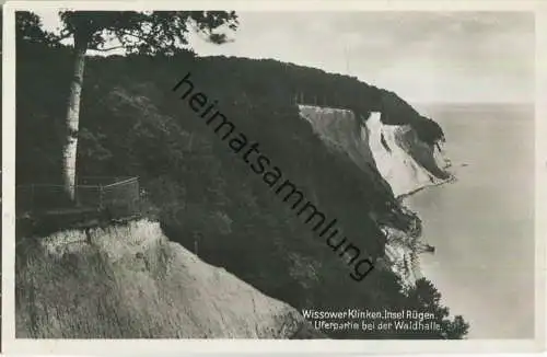 Insel Rügen - Wissower Klinken - Uferpartie bei der Waldhalle - Foto-Ansichtskarte 30er Jahre