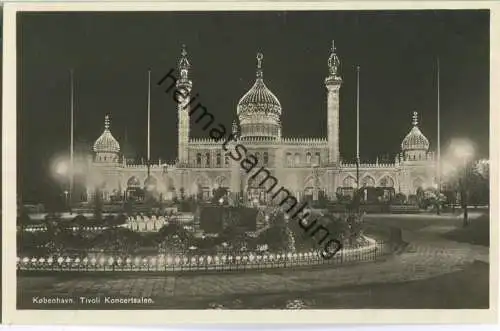 Kobenhavn - Tivoli Koncertsalen - Nachtaufnahme - Foto-Ansichtskarte 30er Jahre - Verlag Alex Vincent