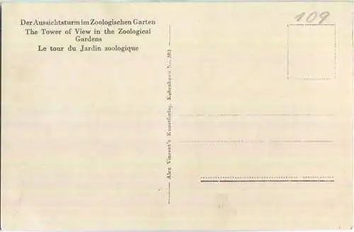 Kobenhavn - Udsigtstaarnet i Zoologisk Have - Foto-Ansichtskarte 30er Jahre - Verlag Alex Vincent