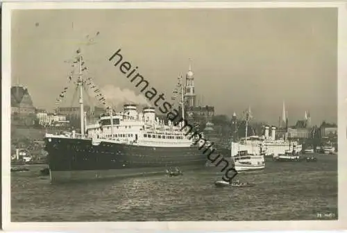 Hamburg - Ausreise des M. S. St. Louis der Hamburg-Amerika Linie - Foto-Ansichtskarte - Verlag Hans Andres Hamburg