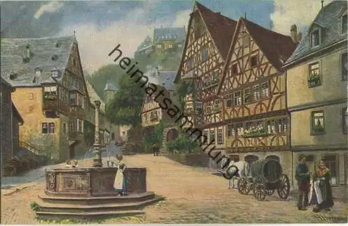 Miltenberg - Der Marktplatz - Künstlerkarte signiert H. Hoffmann - Verlag Edm. von König Heidelberg