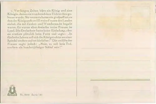 Dornröschen - Brüder Grimm - Künstlerkarte signiert O. Kubel - Verlag Uvachrom Nr. 3800 Serie 140