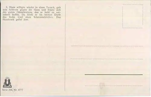 Hans im Glück - Brüder Grimm - Künstlerkarte signiert G. Hinke - Verlag Uvachrom Serie 298 Nr. 4777