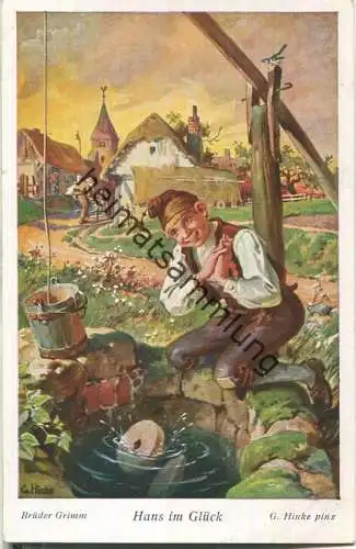 Hans im Glück - Brüder Grimm - Künstlerkarte signiert G. Hinke - Verlag Uvachrom Serie 298 Nr. 4778