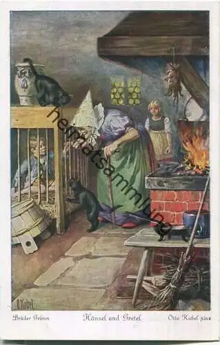 Hänsel und Gretel - Brüder Grimm - Künstlerkarte signiert O. Kubel - Verlag Uvachrom Nr. 3715 Serie 125