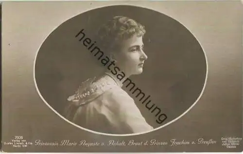 Prinzessin Marie Auguste von Anhalt - Braut des Prinzen Joachim von Preussen - Phot. Julius Müller Dessau