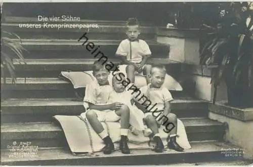 Die vier Söhne unseres Kronprinzenpaares - Phot. Beckmann Heiligendamm 1909 - Verlag Photochemie Berlin