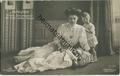 Unsere Kronprinzessin mit ihren beiden Söhnen - Phot. E. Bieber Berlin - Verlag Gustav Liersch Berlin 1908