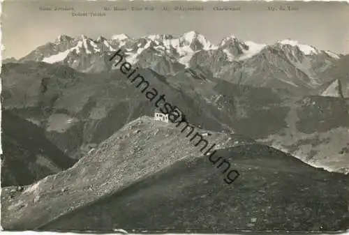 Cabane du Mont Fort et la chaine du Mont Blanc - Foto-AK - Verlag E. Gyger Adelboden gel. 1951