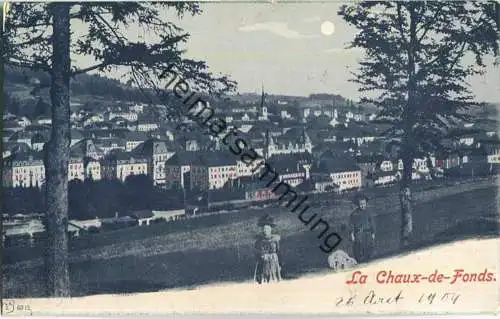 La Chaux-de-Fonds - Fenster coloriert - Verlag Künzli Zürich 1904 - Mondscheinkarte