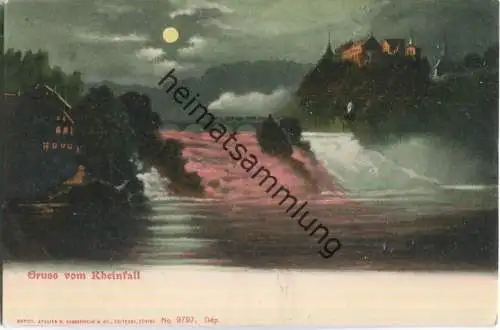 Gruss vom Rheinfall - Mondscheinkarte - Verlag H. Guggenheim & Co. Zürich ca. 1900