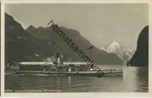 Vierwaldstättersee - Schillerstein - Fahrgastschiff Italia - Foto-Ansichtskarte - Wehrliverlag Kilchberg