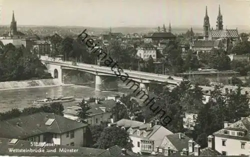 Basel - Wettsteinbrücke und Münster - Foto-AK - Verlag Gebr. Frey Basel