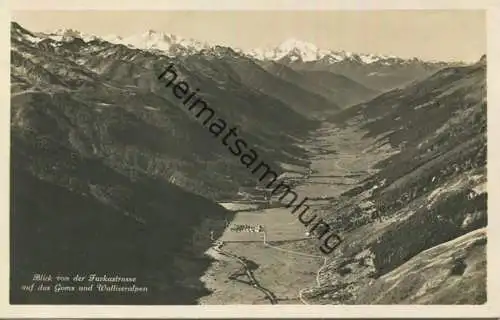 Blick von der Furkastrasse auf das Goms und Walliseralpen - Foto-AK - Wehrliverlag Kilchberg