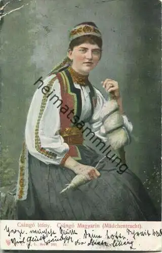 Csango leany - Csango Magyarin - Ungarische Mädchentracht - Verlag Dr. Trenkler & Co. Leipzig