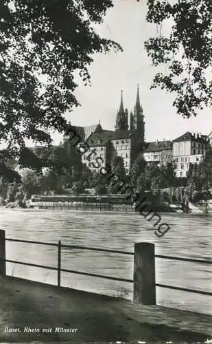 Basel - Rhein mit Münster - Foto-AK - Verlag Wehrli AG Zürich gel. 1955