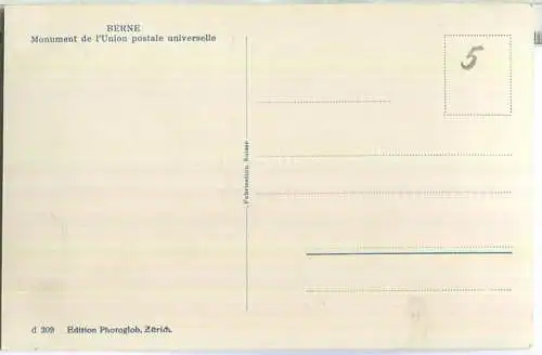 Bern - Weltpostdenkmal - Foto-Postkarte - Edition Photoglob Zürich 30er Jahre