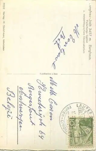 Jungfraujoch - Berghaus - Foto-AK - Verlag H. Steinhauer Interlaken gel. 1956