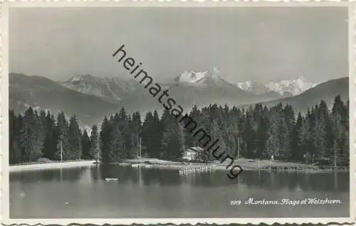 Montana - Plage et Weisshorn - Foto-AK - Edition Perrochet Lausanne gel. 1955