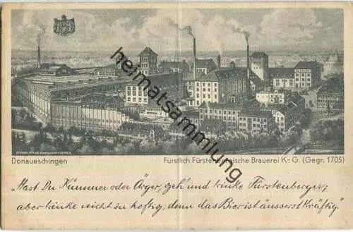 Donaueschingen - Fürstlich Fürstenbergische Brauerei KG - Verlag Eckert & Pflug Leipzig