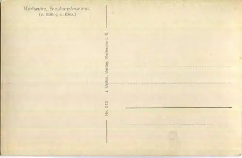 Karlsruhe - Stephansbrunnen - (v. Billing u. Binz) - J. Velten Verlag Karlsruhe