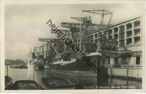 Stettin - Freihafen - Neuer Speicher - Foto-AK 30er Jahre - Verlag Arthur Schuster Stettin