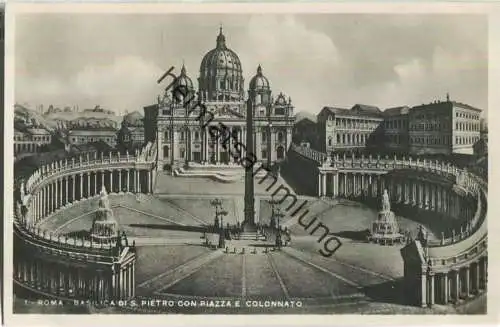 Rom - Roma - Basilica di S. Pietro con Piazza e Colonnato - Foto-AK 30er Jahre