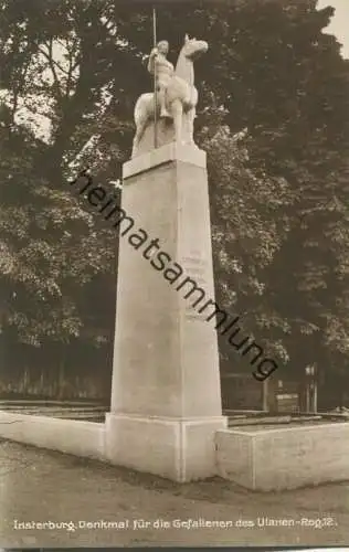 Insterburg - Tschernjachowsk - Denkmal für die Gefallenen des Ulanen-Reg. 12 - Foto-AK 30er Jahre