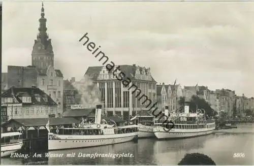 Elbing - Elblag - Dampferanlegestelle - Fahrgastschiff Möwe - Foto-AK 30er Jahre - Verlag Geyer & Co Breslau