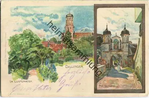 Dillingen an der Donau - Schloss - Lustgarten - signiert L. Kemmer - Verlag Max Keller Dillingen an der Donau