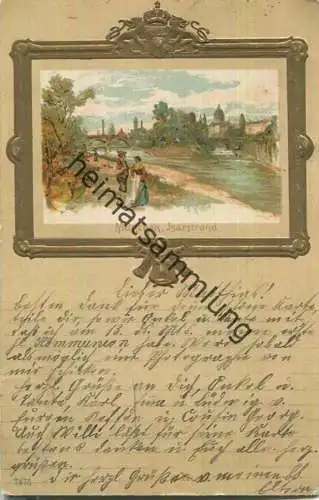 München - Am Isarstrand - Prägedruck