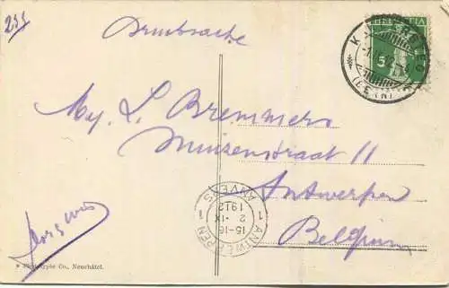 Oeschinensee und Blümlisalp - Verlag Phototypie Co. Neuchatel gel. 1912