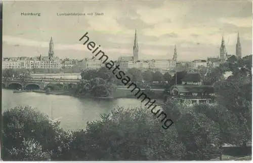 Hamburg - Lombardsbrücke mit Stadt - Verlag M. L. Carstens Hamburg