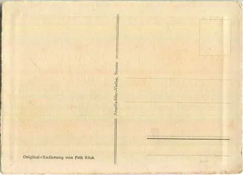 Bremen - Böttcherstrasse - Roseliushaus - Radierung von Fritz Kück - Verlag Angelsachsen Bremen