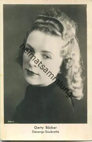 Gerty Böcker - Gesangs-Soubrette - rückseitig Klebestelle und handschriftliches Autogramm 1944