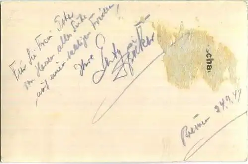Gerty Böcker - Gesangs-Soubrette - rückseitig Klebestelle und handschriftliches Autogramm 1944